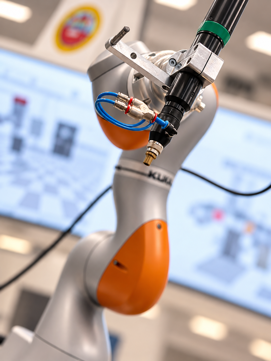 Robot industriale in cella di lavoro